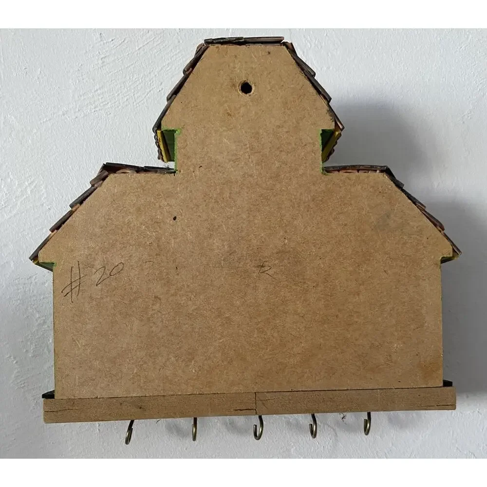 Handcrafted Colombian Folk Art Wooden Casita House 3D Wall Art 9x9x2 Key Holder - Picture 5 of 6